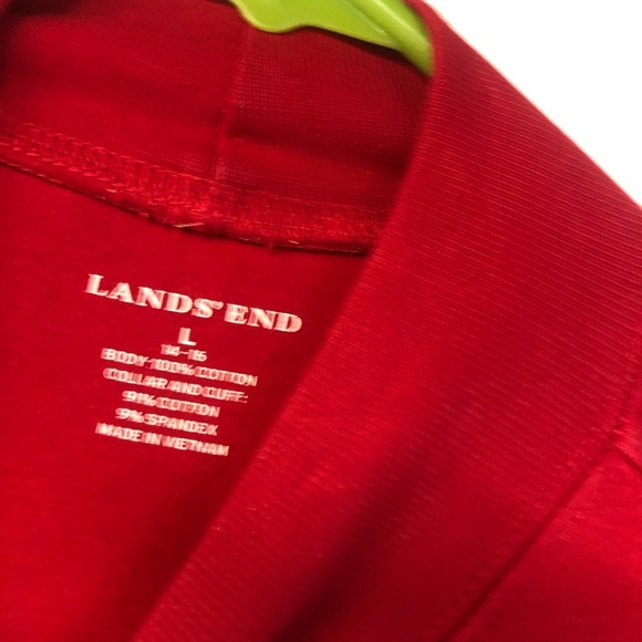Lands End Long Sleeve Mock Neck Shirt Large 100% Cotton Layering Stretch - Picture 3 of 4